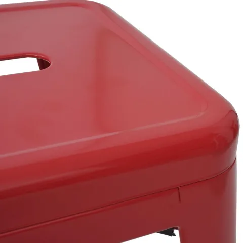 PROREGAL 4er-Set Barhocker Sitzhöhe 77cm Metall Industriedesign stapelbar Rot Barstuhl Tresenhocker