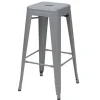 PROREGAL 4er-Set Barhocker Sitzhöhe 77cm Metall Industriedesign stapelbar Grau Barstuhl Tresenhocker