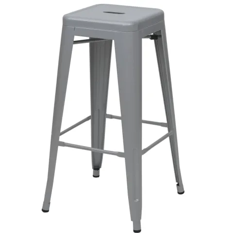 PROREGAL 4er-Set Barhocker Sitzhöhe 77cm Metall Industriedesign stapelbar Grau Barstuhl Tresenhocker
