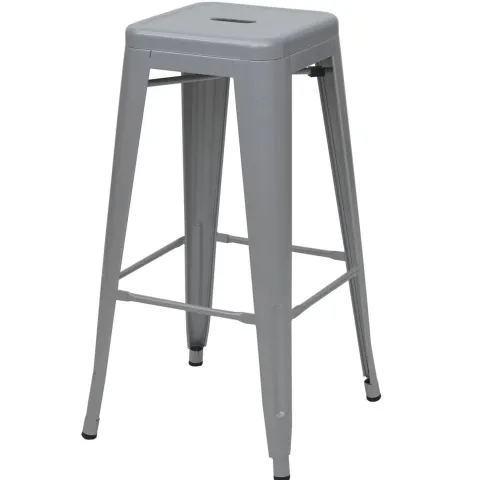 PROREGAL 4er-Set Barhocker Sitzhöhe 77cm Metall Industriedesign stapelbar Grau Barstuhl Tresenhocker