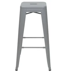 PROREGAL 4er-Set Barhocker Sitzhöhe 77cm Metall Industriedesign stapelbar Grau Barstuhl Tresenhocker