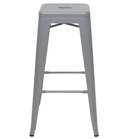 PROREGAL 4er-Set Barhocker Sitzhöhe 77cm Metall Industriedesign stapelbar Grau Barstuhl Tresenhocker