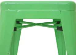 PROREGAL 4er-Set Barhocker Sitzhöhe 77cm Metall Industriedesign stapelbar Grün Barstuhl Tresenhocker