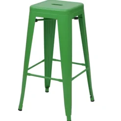 PROREGAL 4er-Set Barhocker Sitzhöhe 77cm Metall Industriedesign stapelbar Grün Barstuhl Tresenhocker