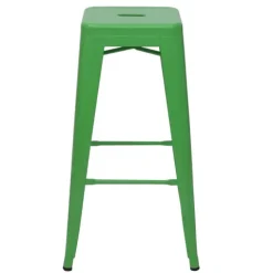 PROREGAL 4er-Set Barhocker Sitzhöhe 77cm Metall Industriedesign stapelbar Grün Barstuhl Tresenhocker
