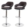 PROREGAL 2er-Set Barhocker stylisch Sitzhöhe 61-81cm mit Lehne Kunstleder Braun-Schwarz Barstuhl Tresenhocker Drehhocker