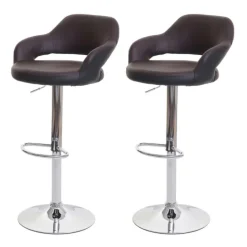 PROREGAL 2er-Set Barhocker stylisch Sitzhöhe 61-81cm mit Lehne Kunstleder Braun-Schwarz Barstuhl Tresenhocker Drehhocker