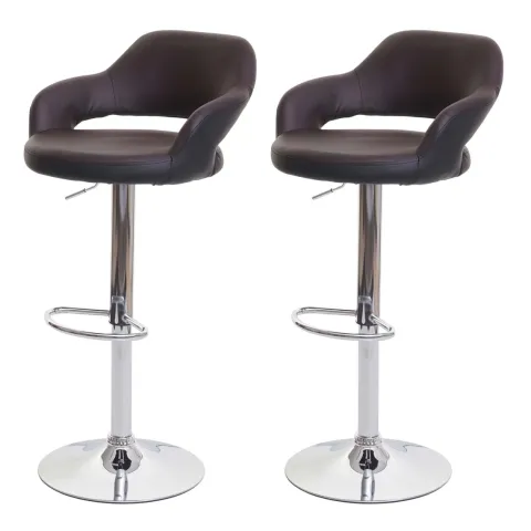 PROREGAL 2er-Set Barhocker stylisch Sitzhöhe 61-81cm mit Lehne Kunstleder Braun-Schwarz Barstuhl Tresenhocker Drehhocker
