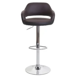 PROREGAL 2er-Set Barhocker stylisch Sitzhöhe 61-81cm mit Lehne Kunstleder Braun-Schwarz Barstuhl Tresenhocker Drehhocker