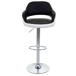 PROREGAL 2er-Set Barhocker stylisch Sitzhöhe 61-81cm mit Lehne Kunstleder Schwarz-Weiß Barstuhl Tresenhocker Drehhocker