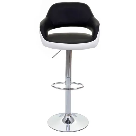 PROREGAL 2er-Set Barhocker stylisch Sitzhöhe 61-81cm mit Lehne Kunstleder Schwarz-Weiß Barstuhl Tresenhocker Drehhocker
