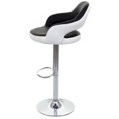PROREGAL 2er-Set Barhocker stylisch Sitzhöhe 61-81cm mit Lehne Kunstleder Schwarz-Weiß Barstuhl Tresenhocker Drehhocker