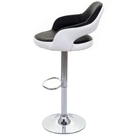 PROREGAL 2er-Set Barhocker stylisch Sitzhöhe 61-81cm mit Lehne Kunstleder Schwarz-Weiß Barstuhl Tresenhocker Drehhocker
