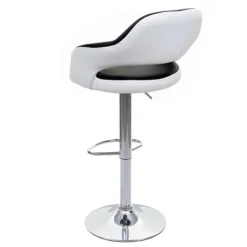 PROREGAL 2er-Set Barhocker stylisch Sitzhöhe 61-81cm mit Lehne Kunstleder Schwarz-Weiß Barstuhl Tresenhocker Drehhocker