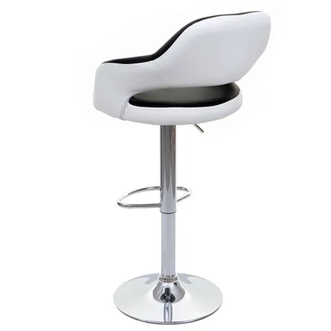 PROREGAL 2er-Set Barhocker stylisch Sitzhöhe 61-81cm mit Lehne Kunstleder Schwarz-Weiß Barstuhl Tresenhocker Drehhocker