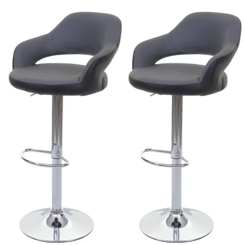 PROREGAL 2er-Set Barhocker stylisch Sitzhöhe 61-81cm mit Lehne Kunstleder Grau-schwarz Barstuhl Tresenhocker Drehhocker