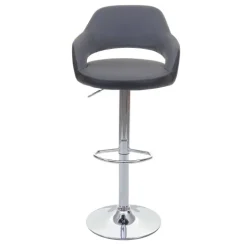 PROREGAL 2er-Set Barhocker stylisch Sitzhöhe 61-81cm mit Lehne Kunstleder Grau-schwarz Barstuhl Tresenhocker Drehhocker