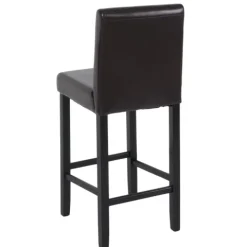 PROREGAL 2er-Set Barhocker Winnie gepolstert mit Lehne Sitzhöhe 75cm Holz+LEDER Braun dunkle Beine Barstuhl Tresenhocker