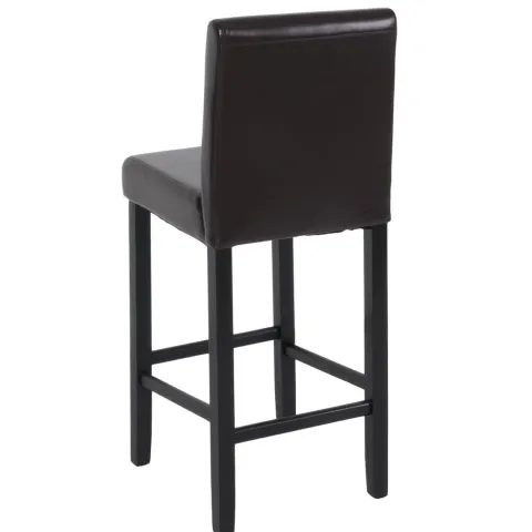 PROREGAL 2er-Set Barhocker Winnie gepolstert mit Lehne Sitzhöhe 75cm Holz+LEDER Braun dunkle Beine Barstuhl Tresenhocker