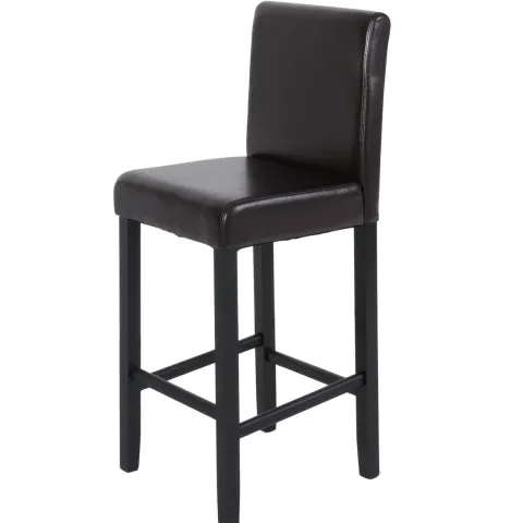 PROREGAL 2er-Set Barhocker Winnie gepolstert mit Lehne Sitzhöhe 75cm Holz+LEDER Braun dunkle Beine Barstuhl Tresenhocker