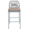 PROREGAL 2er-Set Rope-Barhocker, HxBxT 101x45x52 cm, Sitzhöhe 76cm, Hellgrau, Kissen Taupe, Outdoor Sitzpolster Seilgeflecht Metall