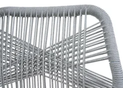 PROREGAL 2er-Set Rope-Barhocker, HxBxT 101x45x52 cm, Sitzhöhe 76cm, Hellgrau, Kissen Taupe, Outdoor Sitzpolster Seilgeflecht Metall