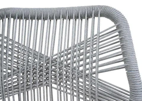PROREGAL 2er-Set Rope-Barhocker, HxBxT 101x45x52 cm, Sitzhöhe 76cm, Hellgrau, Kissen Taupe, Outdoor Sitzpolster Seilgeflecht Metall