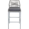 PROREGAL 2er-Set Rope-Barhocker, HxBxT 101x42x52 cm, Sitzhöhe 76cm, Hellgrau, Kissen Dunkelgrau, Outdoor Sitzpolster Seilgeflecht Metall