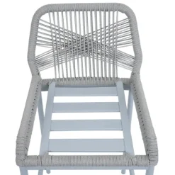 PROREGAL 2er-Set Rope-Barhocker, HxBxT 101x42x52 cm, Sitzhöhe 76cm, Hellgrau, Kissen Dunkelgrau, Outdoor Sitzpolster Seilgeflecht Metall