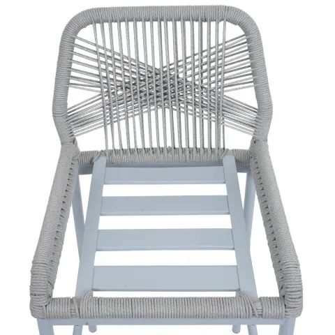 PROREGAL 2er-Set Rope-Barhocker, HxBxT 101x45x52 cm, Sitzhöhe 76cm, Hellgrau, Kissen Hellgrau, Outdoor Sitzpolster Seilgeflecht Metall