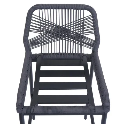 PROREGAL 2er-Set Rope-Barhocker, HxBxT 101x45x52 cm, Sitzhöhe 76cm, Anthrazit, Kissen Taupe, Outdoor Sitzpolster Seilgeflecht Metall