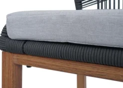 PROREGAL 2er-Set Rope-Barhocker, HxBxT 101x45x50 cm, Sitzhöhe 76cm, Anthrazit, Kissen Hellgrau, Outdoor Sitzpolster Seilgeflecht Metall Holz-Optik