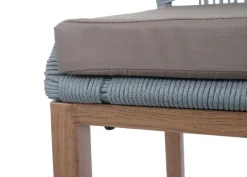 PROREGAL 2er-Set Rope-Barhocker, HxBxT 101x45x50 cm, Sitzhöhe 76cm, Hellgrau, Kissen Taupe, Outdoor Sitzpolster Seilgeflecht Metall Holz-Optik