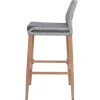 PROREGAL 2er-Set Rope-Barhocker, HxBxT 101x45x50 cm, Sitzhöhe 76cm, Hellgrau, Kissen Dunkelgrau, Outdoor Sitzpolster Seilgeflecht Metall Holz-Optik