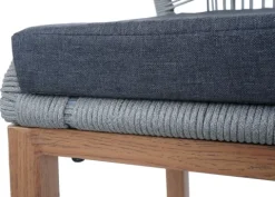 PROREGAL 2er-Set Rope-Barhocker, HxBxT 101x45x50 cm, Sitzhöhe 76cm, Hellgrau, Kissen Dunkelgrau, Outdoor Sitzpolster Seilgeflecht Metall Holz-Optik