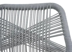 PROREGAL 2er-Set Rope-Barhocker, HxBxT 101x45x50 cm, Sitzhöhe 76cm, Hellgrau, Kissen Dunkelgrau, Outdoor Sitzpolster Seilgeflecht Metall Holz-Optik