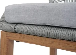 PROREGAL 2er-Set Rope-Barhocker, HxBxT 101x45x50 cm, Sitzhöhe 76cm, Hellgrau, Kissen Hellgrau, Outdoor Sitzpolster Seilgeflecht Metall Holz-Optik