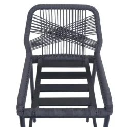 PROREGAL 2er-Set Rope-Barhocker, HxBxT 101x45x52 cm, Sitzhöhe 76cm, Anthrazit, Kissen Hellgrau, Outdoor Sitzpolster Seilgeflecht Metall