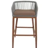 PROREGAL 2er-Set Rope-Barhocker, HxBxT 92x51x53 cm, Sitzhöhe 76cm, Hellgrau, Kissen Taupe, Outdoor Sitzpolster Seilgeflecht Metall Holz-Optik