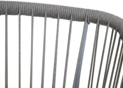PROREGAL 2er-Set Rope-Barhocker, HxBxT 92x51x53 cm, Sitzhöhe 76cm, Hellgrau, Kissen Taupe, Outdoor Sitzpolster Seilgeflecht Metall Holz-Optik