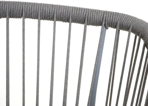PROREGAL 2er-Set Rope-Barhocker, HxBxT 92x51x53 cm, Sitzhöhe 76cm, Hellgrau, Kissen Taupe, Outdoor Sitzpolster Seilgeflecht Metall Holz-Optik