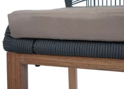 PROREGAL 2er-Set Rope-Barhocker, HxBxT 101x45x50 cm, Sitzhöhe 76cm, Anthrazit, Kissen Taupe, Outdoor Sitzpolster Seilgeflecht Metall Holz-Optik