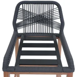 PROREGAL 2er-Set Rope-Barhocker, HxBxT 101x45x50 cm, Sitzhöhe 76cm, Anthrazit, Kissen Taupe, Outdoor Sitzpolster Seilgeflecht Metall Holz-Optik