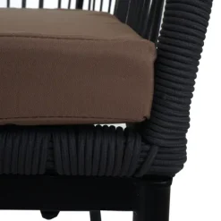 PROREGAL 2er-Set Rope-Barhocker, HxBxT 92x51x53 cm, Sitzhöhe 76cm, Outdoor Sitzpolster Seilgeflecht Metall, Anthrazit, Kissen Taupe, Tresenhocker