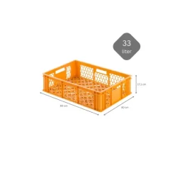 PROREGAL Eurobehälter Bäcker- und Konditorenkasten HxBxT 17,1 x 40 x 60 33 Liter Gelb-Orange Brötchenkiste Sstapelbare Bäckerkiste