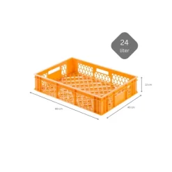 PROREGAL Eurobehälter Bäcker- und Konditorenkasten HxBxT 13 x 40 x 60 24 Liter Gelb-Orange Brötchenkiste stapelbare Bäckerkiste