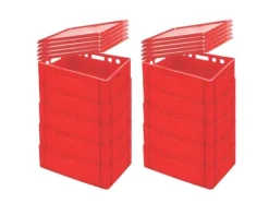 PROREGAL Eurobehälter Fleischerkasten E2 mit Auflagedeckel HxBxT 20 x 40 x 60 cm 41 Liter Rot Fleischerkiste Fleischkiste Metzgerkiste