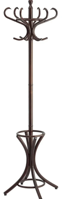 PROREGAL Freistehender Garderobenständer & Regenschirmständer Aus Holz Höhe 185 cm Drehbare Krone & 12 Haken Braun