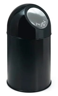PROREGAL Klassischer Abfallbehälter Mit Pushdeckel und Inneneimer 30 Liter HxBxT 56 x 31 x 31 cm Metall Schwarz
