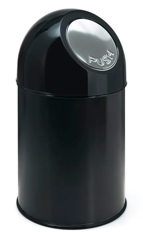 PROREGAL Klassischer Abfallbehälter Mit Pushdeckel und Inneneimer 30 Liter HxBxT 56 x 31 x 31 cm Metall Schwarz